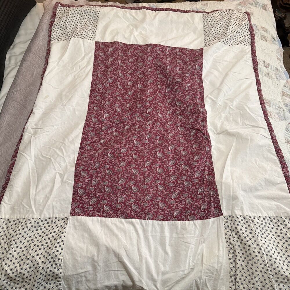 Baby Handmade Quilt Gift 56x41 Paisley Ric Rac Cottage Grandma Homestead Toddler